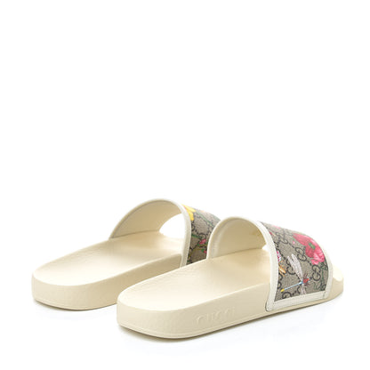 Gucci GG Supreme Monogram Flora Pursuit Slide Sandals 39 White 4 of 9