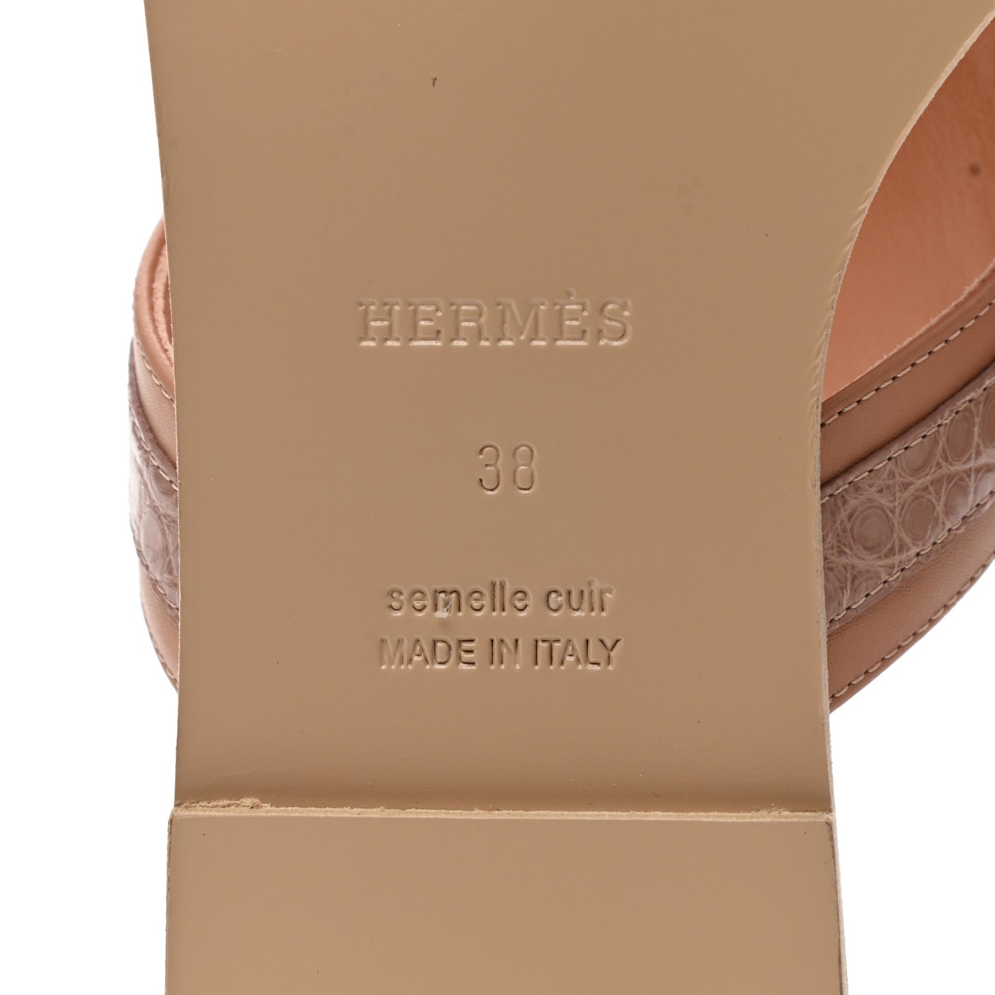 Calfskin Alligator Womens Elixir Sandals 38 Beige Macrame