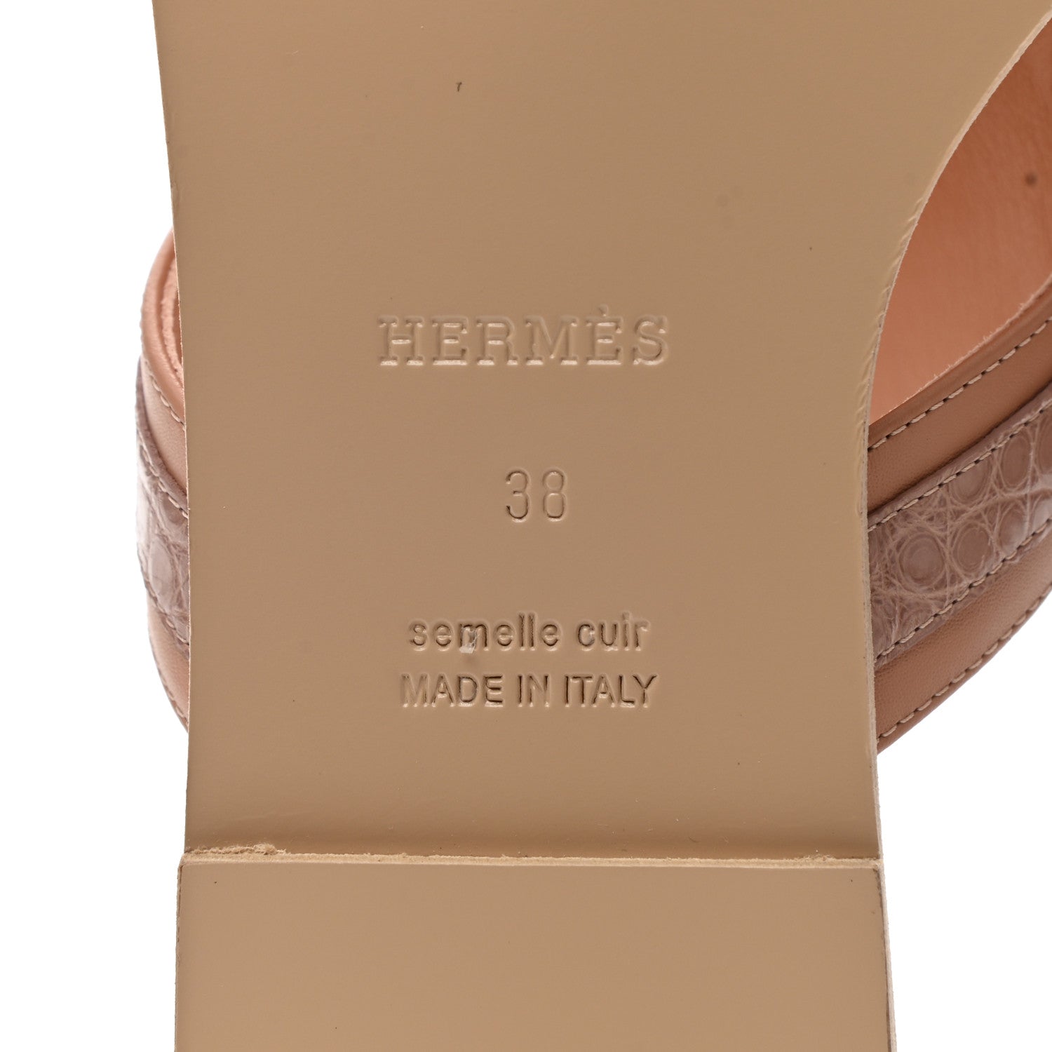 Hermes Calfskin Alligator Womens Elixir Sandals 38 Beige Macrame 6 of 9