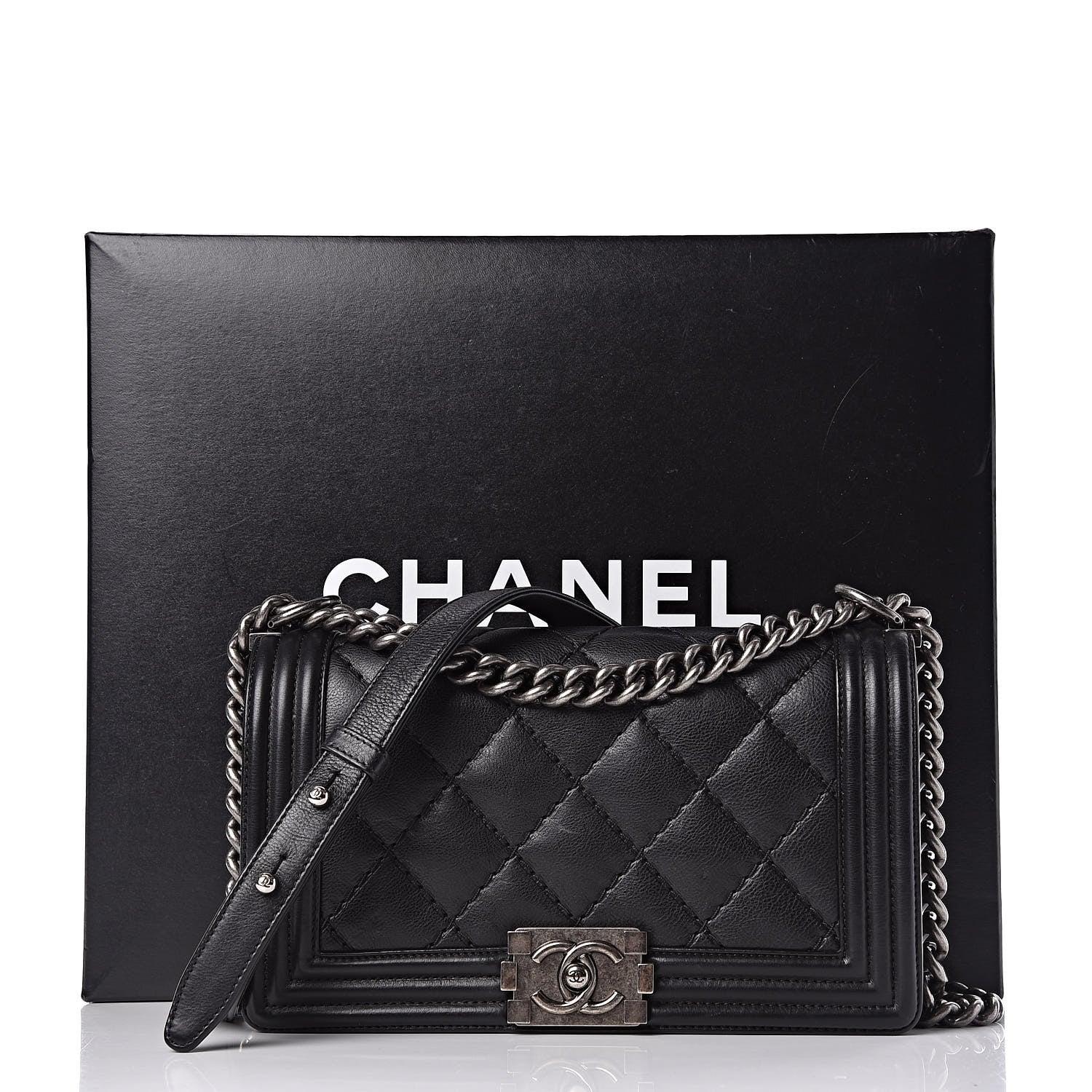 Chanel Calfskin Double Stitch Medium Boy Flap Black 12 of 12