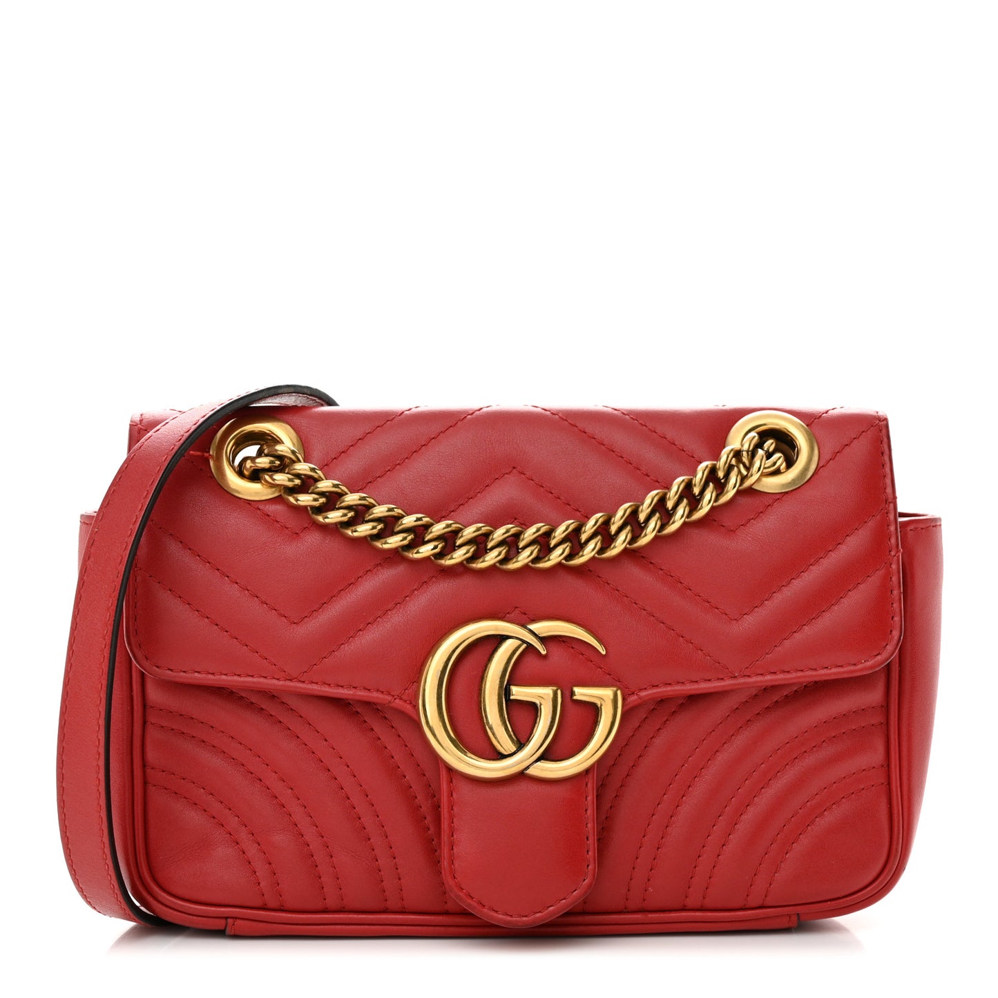 Calfskin Matelasse Mini GG Marmont Shoulder Bag Hibiscus Red