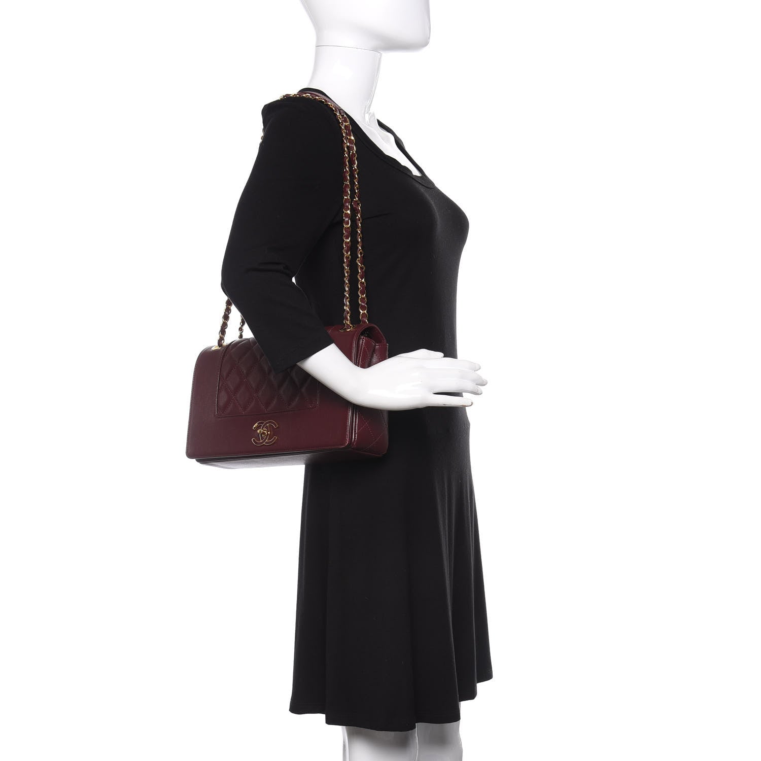 Chanel Sheepskin Quilted Vintage Mademoiselle Flap Dark Red 2 of 14