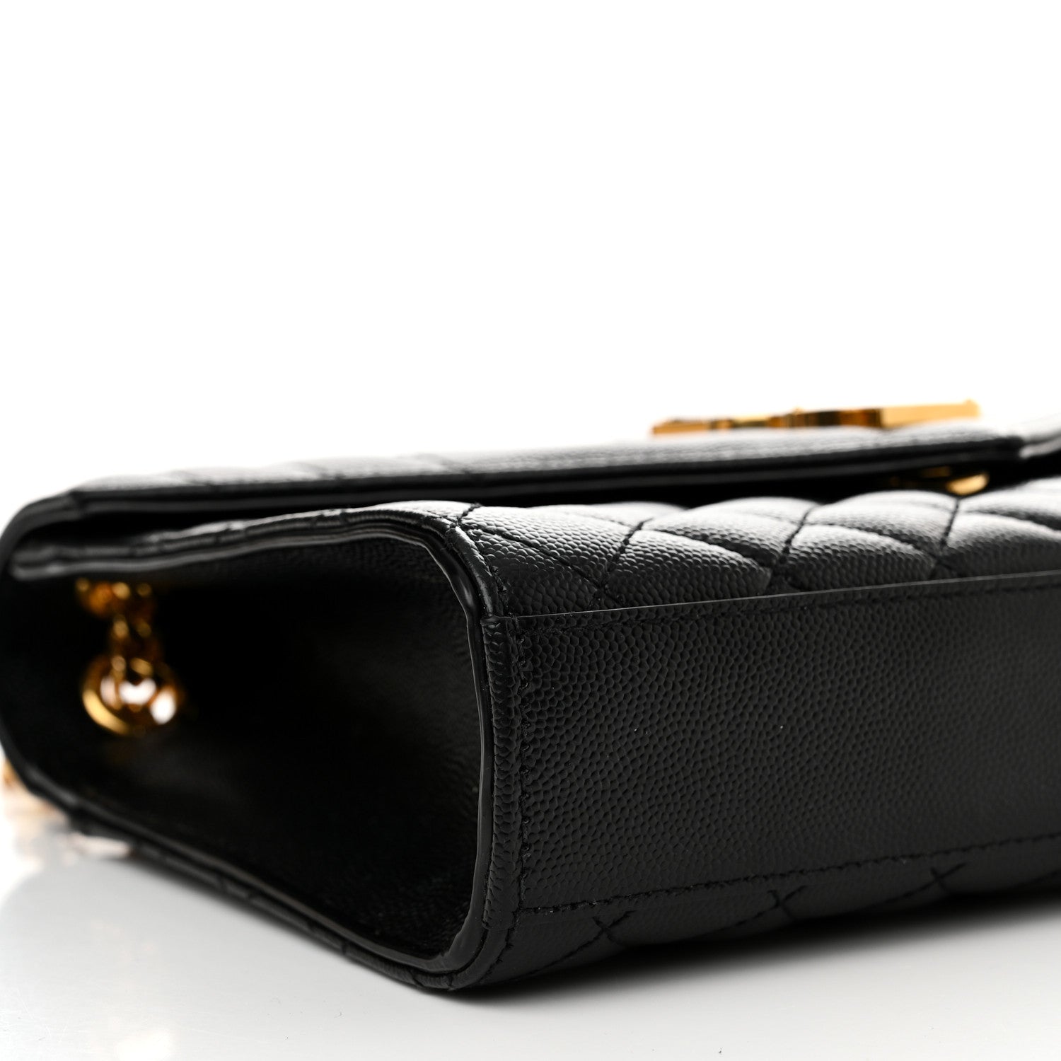 Saint Laurent Grain De Poudre Textured Mixed Matelasse Triquilt Medium Monogram Satchel Black 9 of 12