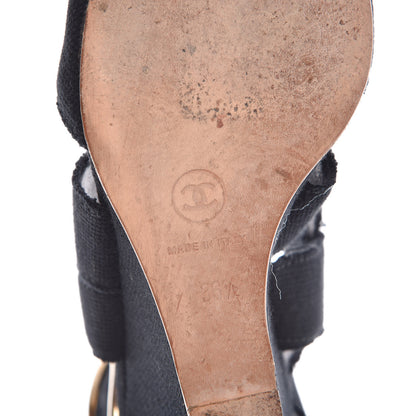 Chanel Canvas Heart CC Wedge Sandals 36.5 Black 8 of 18