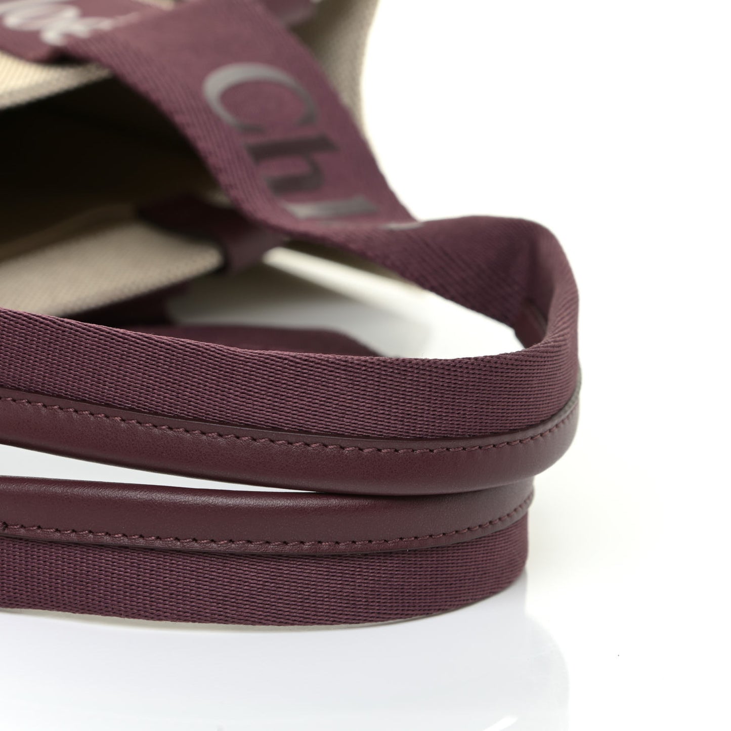 Cotton Calfskin Medium Woody Ribbon Tote Burgundy