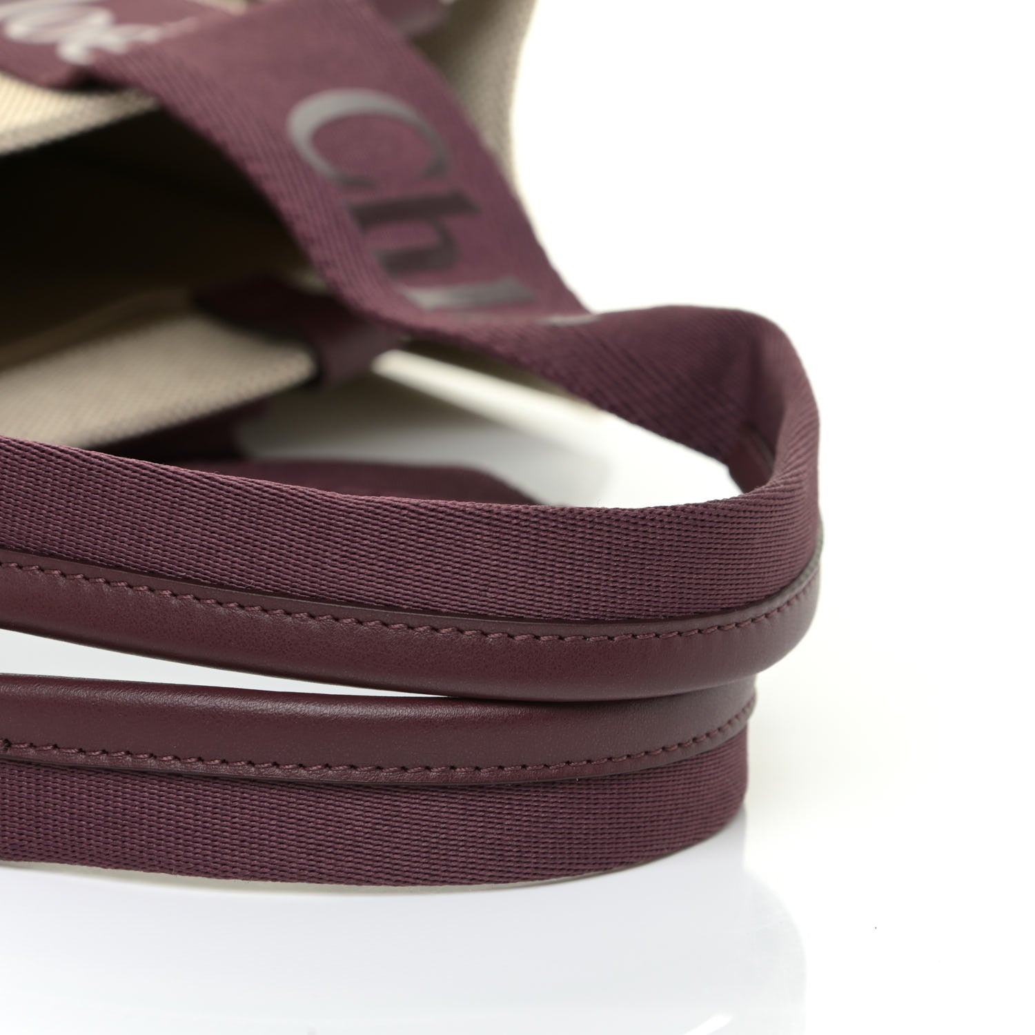 Chloe Cotton Calfskin Medium Woody Ribbon Tote Burgundy 11 of 12
