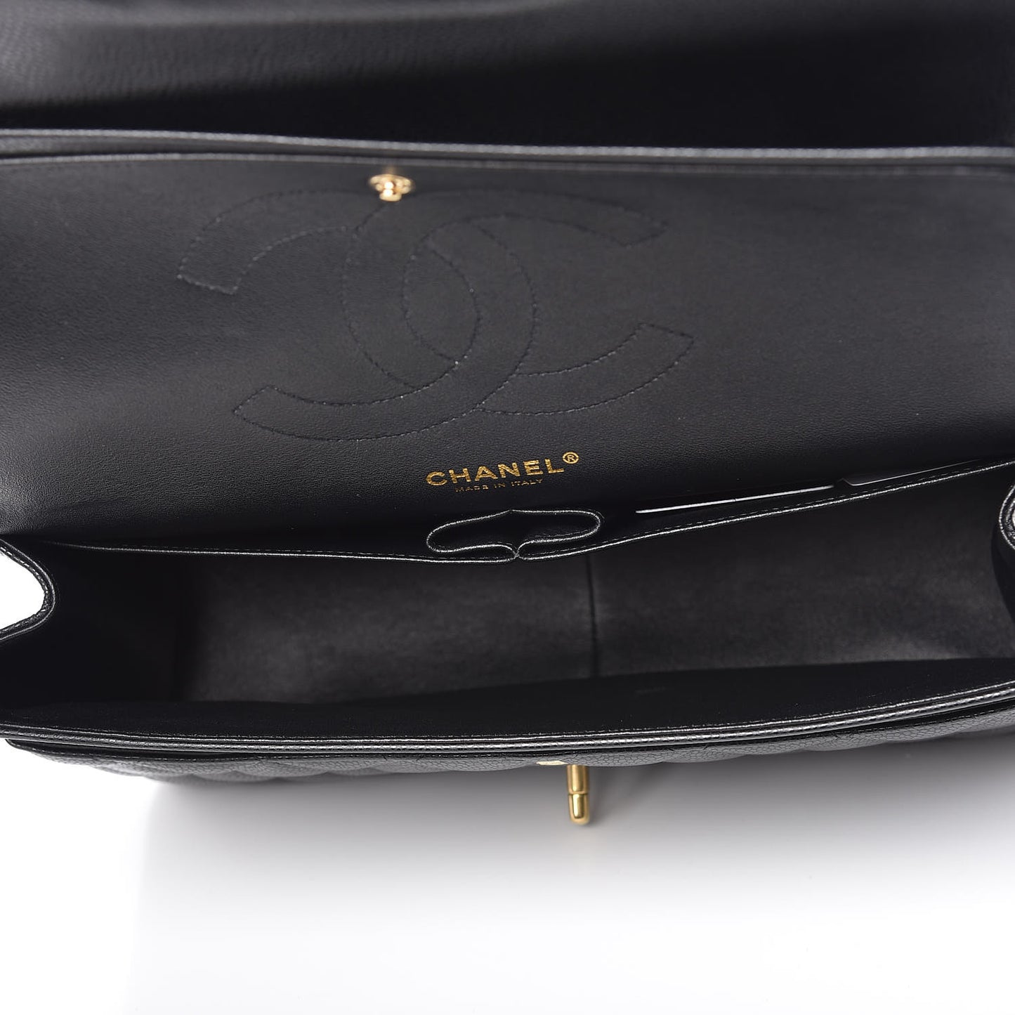 Caviar Quilted Jumbo Double Flap Black