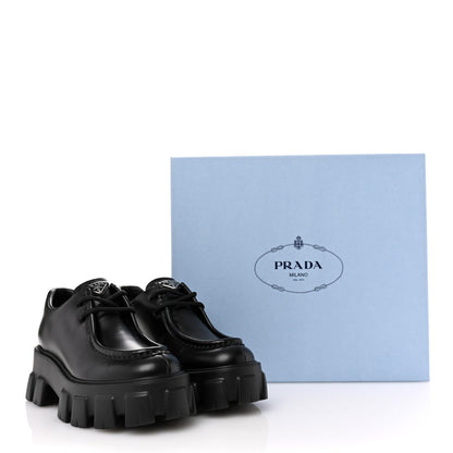 Prada Spazzolato Rois Monolith 55mm Derby Loafers 37.5 Black 12 of 12