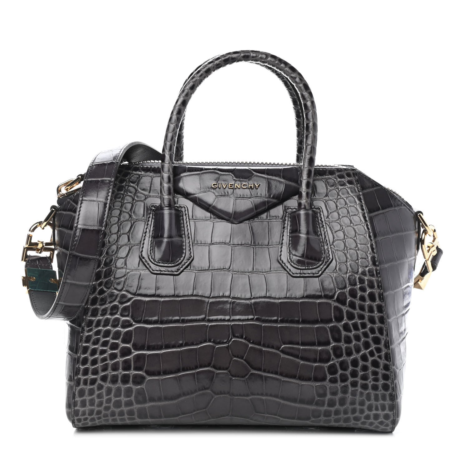 Givenchy Calfskin Crocodile Embossed Small Antigona Storm Grey 1 of 9