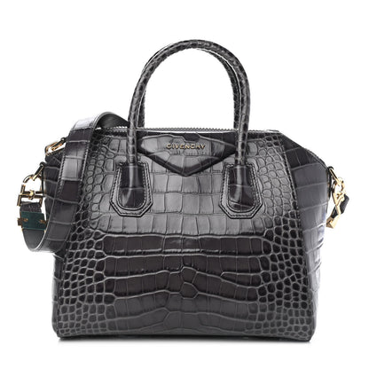 Givenchy Calfskin Crocodile Embossed Small Antigona Storm Grey 1 of 9