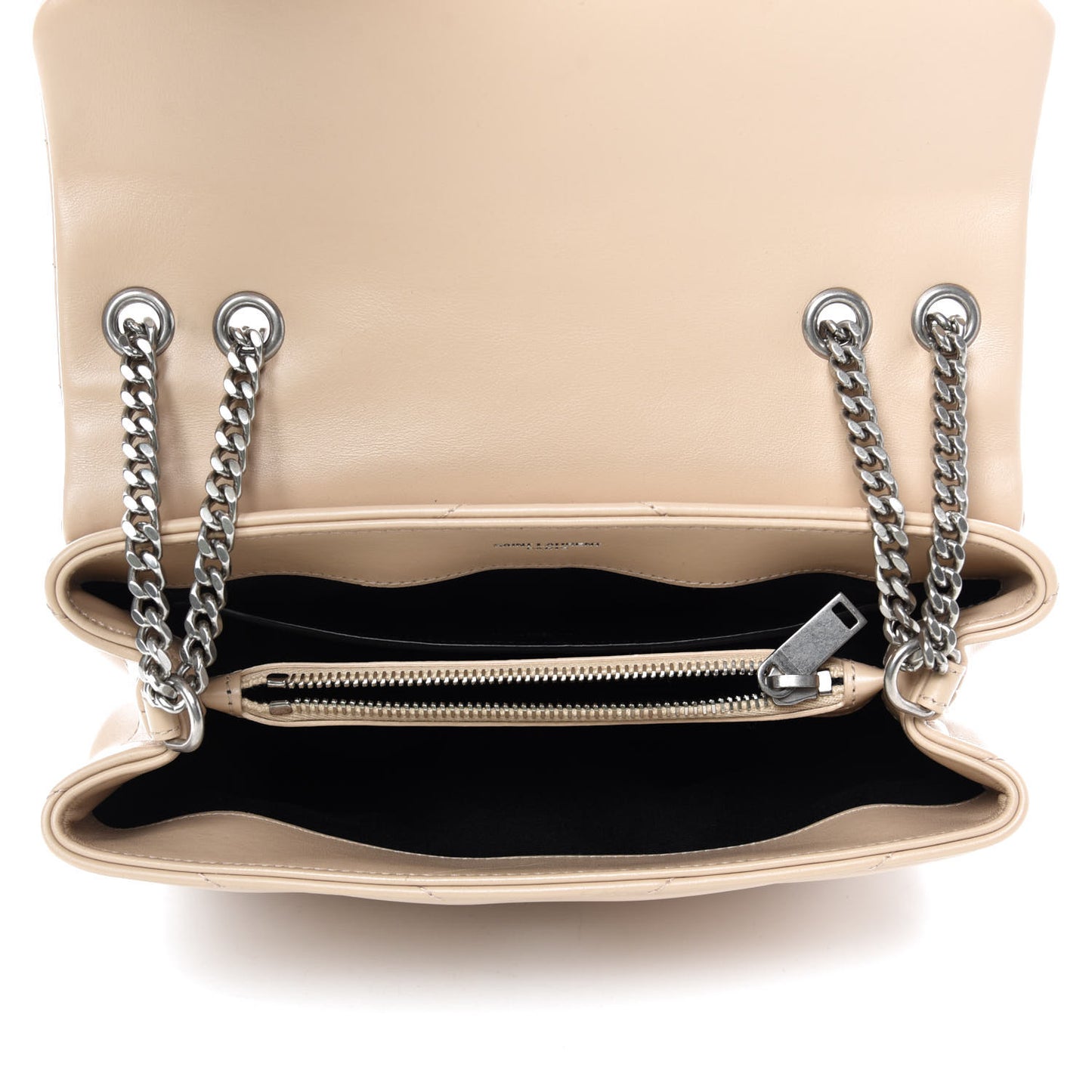 Calfskin Y Quilted Monogram Small Loulou Chain Satchel Nude Powder