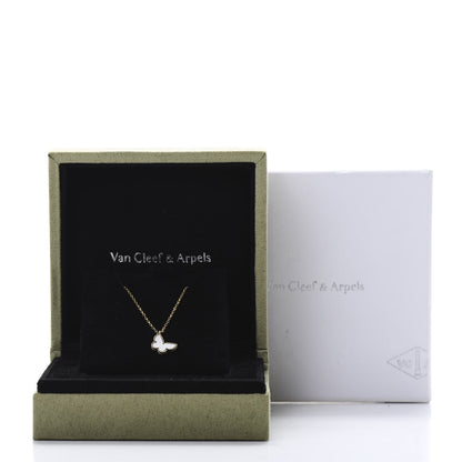 Van Cleef & Arpels 18K Yellow Gold Mother of Pearl Sweet Alhambra Butterfly Pendant Necklace 6 of 6