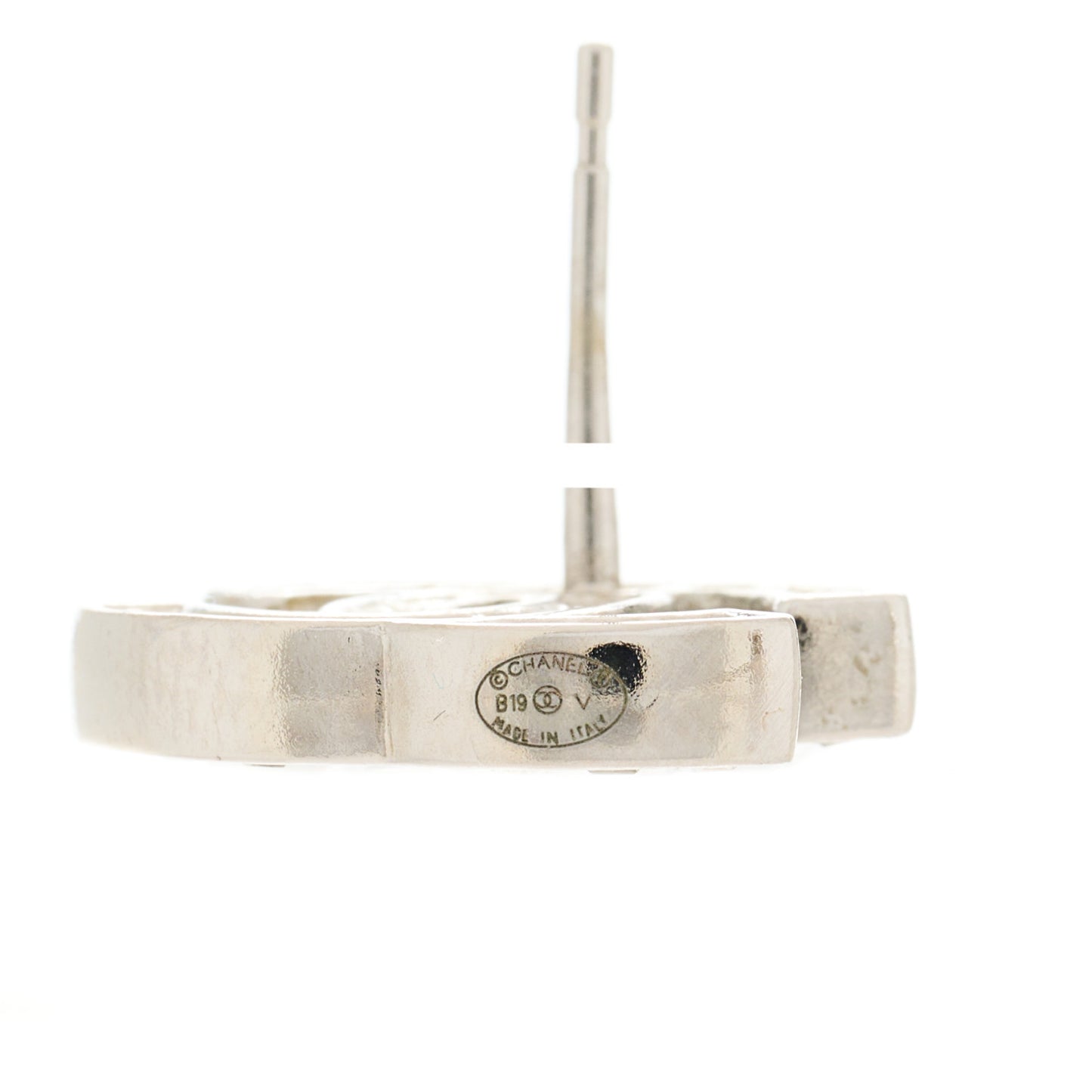 Baguette Crystal CC Earrings Silver Grey