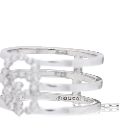 Gucci 18K White Gold Diamond Running GG Double Ring 49 4.75 4 of 4
