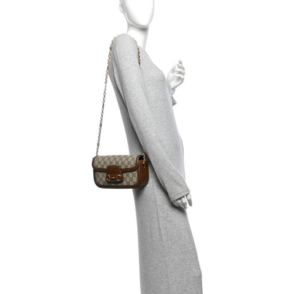 Gucci GG Supreme Monogram Small Horsebit 1955 Chain Shoulder Bag Beige Ebony Brown Sugar 2 of 10