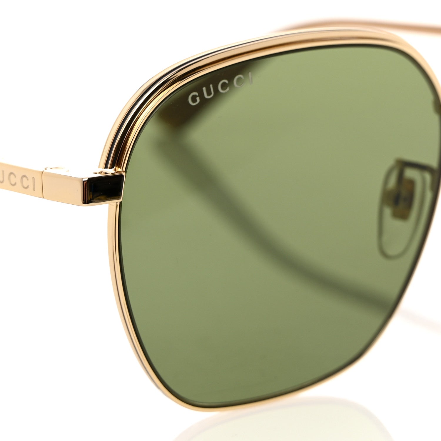 Gucci Metal Square Frame Sunglasses GG0443S Gold Grey 7 of 8