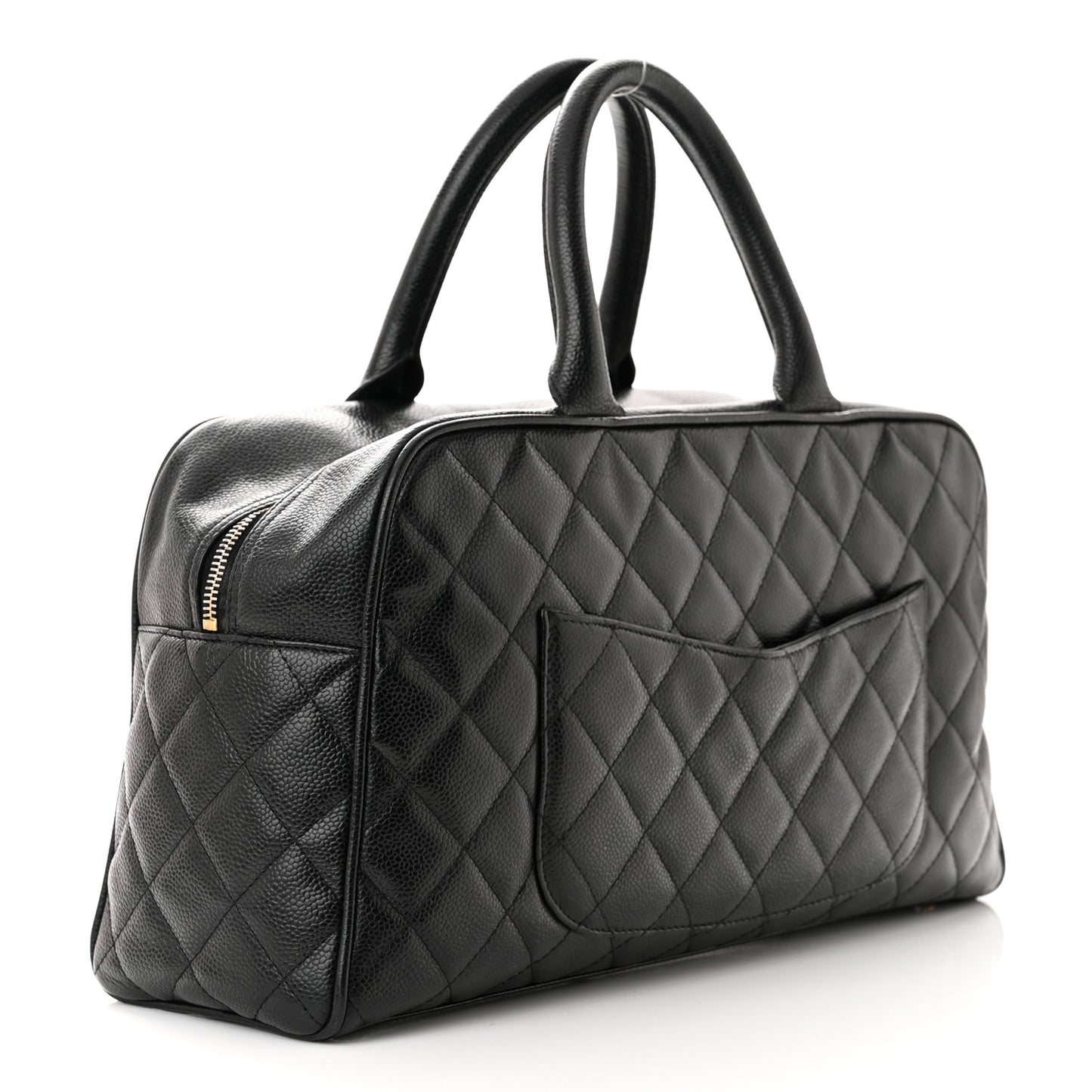 Caviar Quilted Large Bowler Black
