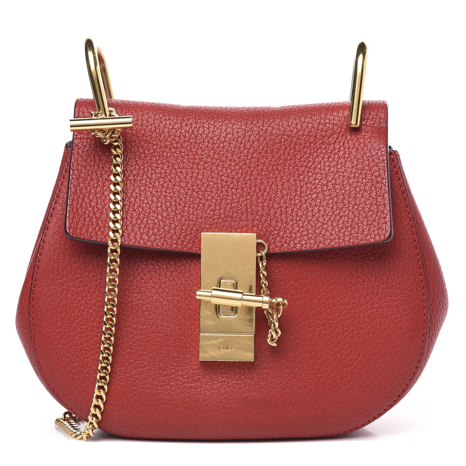Chloe Grained Lambskin Mini Drew Shoulder Bag Plaid Red 1 of 12