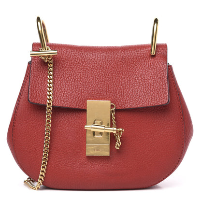 Chloe Grained Lambskin Mini Drew Shoulder Bag Plaid Red 1 of 12