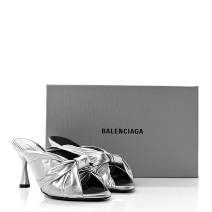 Balenciaga Metallic Smooth Nappa Drapy 80mm Sandals 37.5 Silver 9 of 9