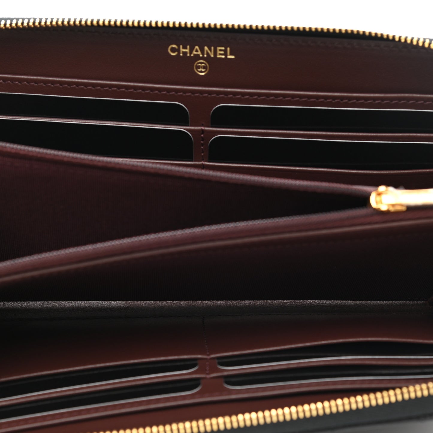Caviar Quilted Large Gusset Zip Around Wallet Black