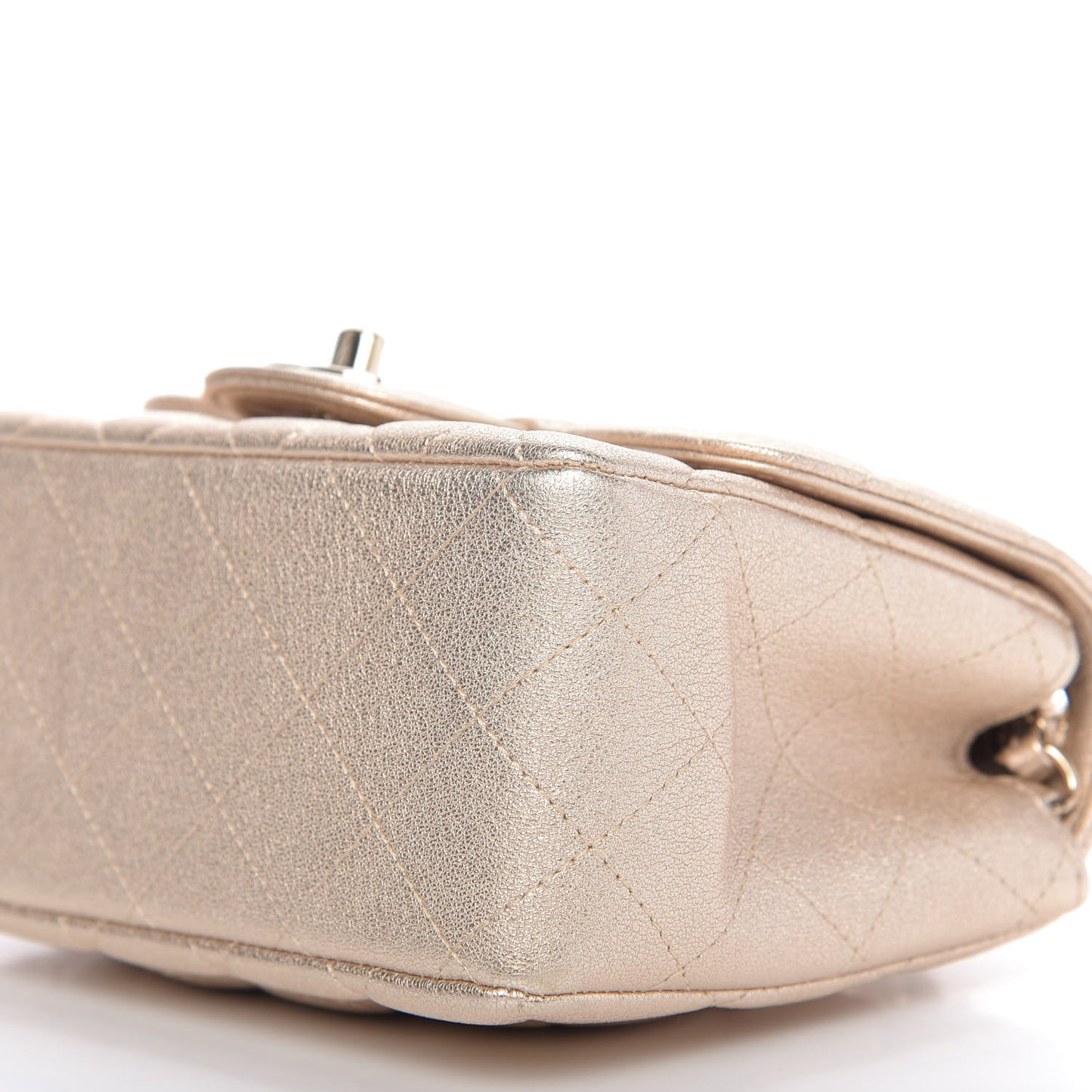 Metallic Lambskin Quilted Mini Square Flap Gold