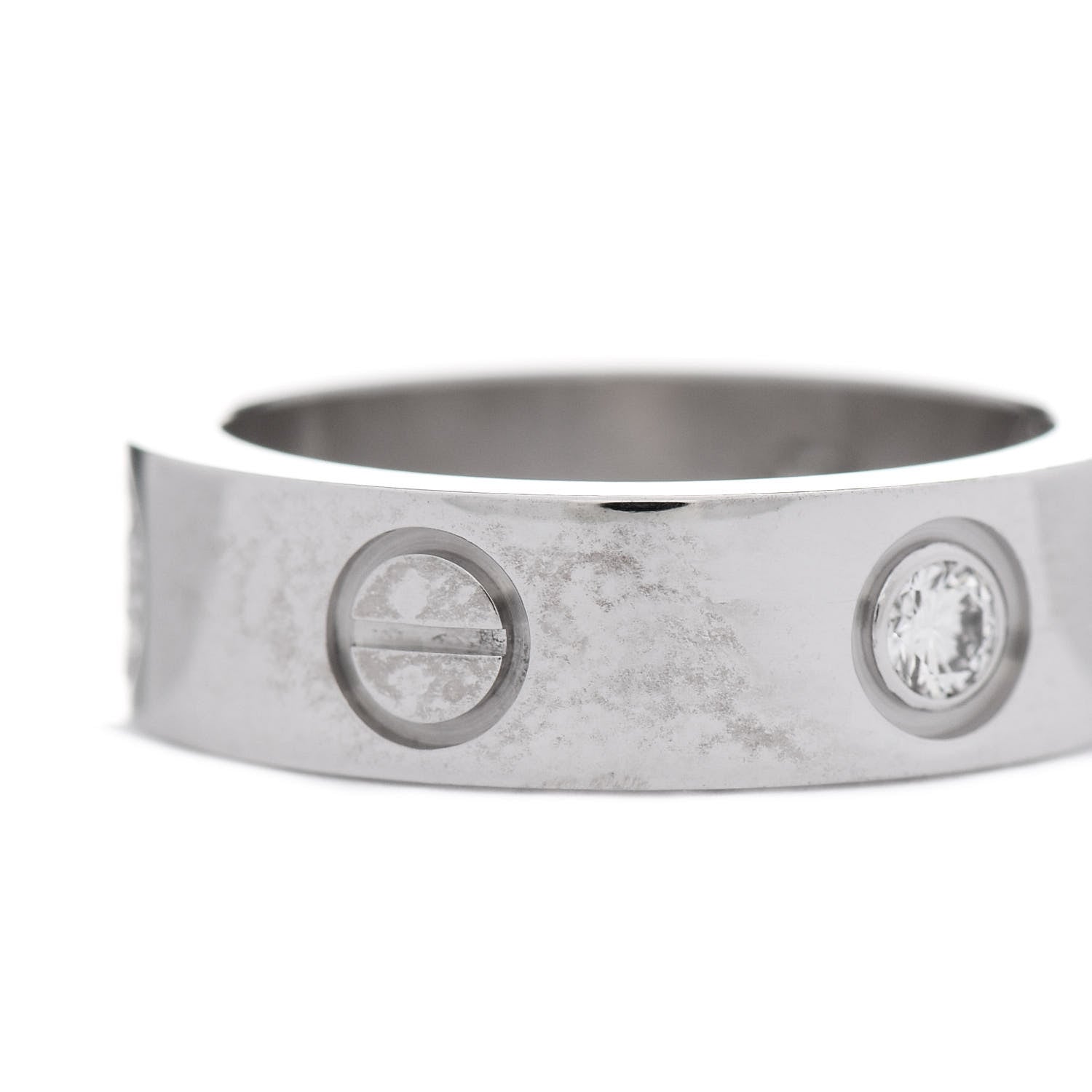 Cartier 18K White Gold 3 Diamond 5.5mm LOVE Ring 50 5.25 5 of 5
