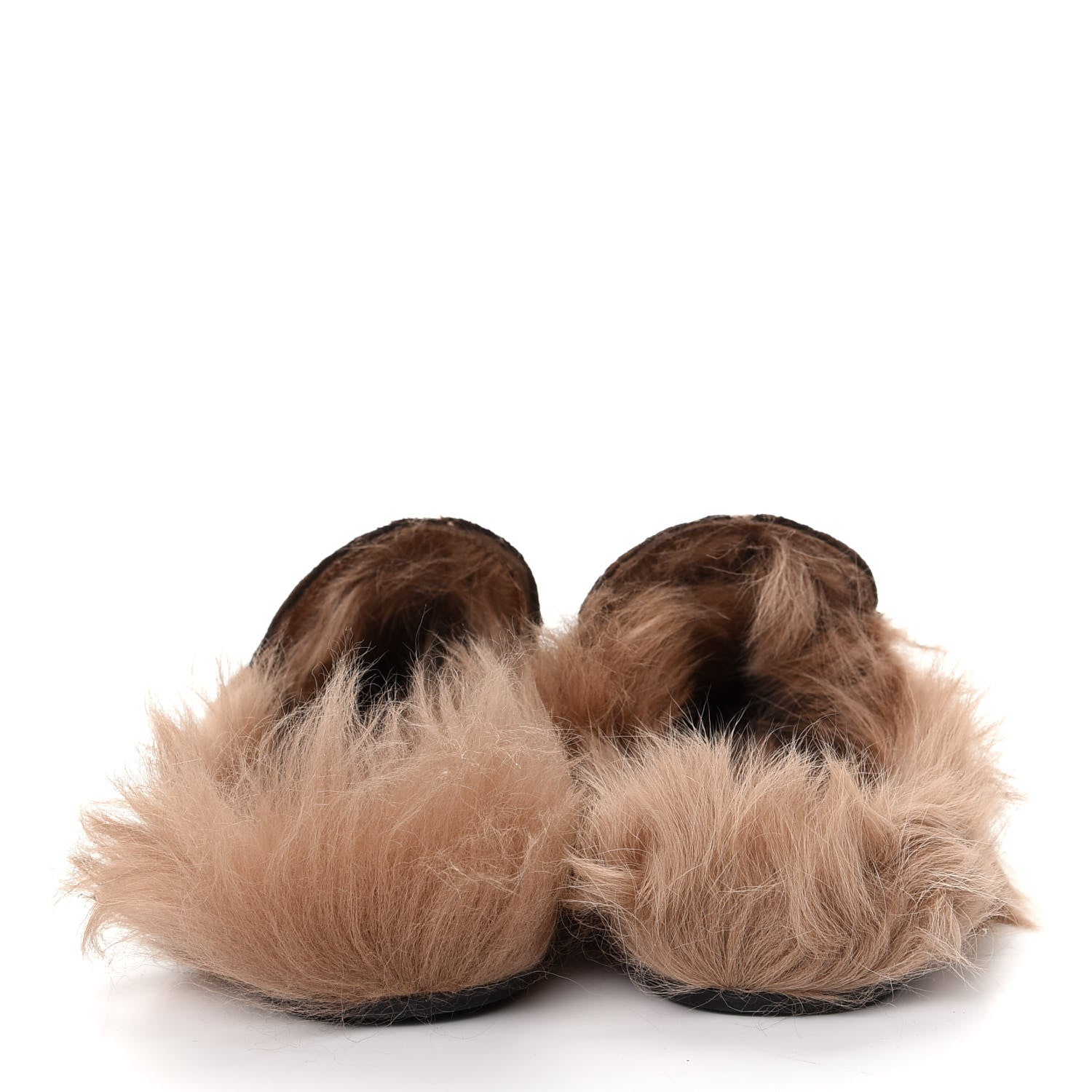 Gucci Velvet GG Monogram Fur Womens Princetown Slippers 37 Brown Black Natural 7 of 10