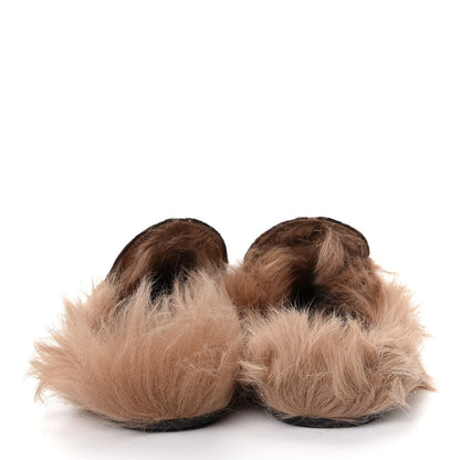 Gucci Velvet GG Monogram Fur Womens Princetown Slippers 37 Brown Black Natural 7 of 10