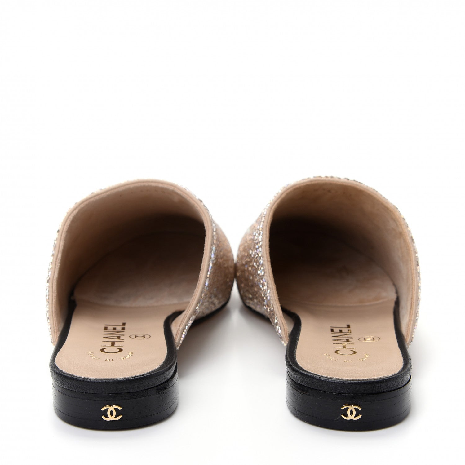 Chanel Pearl Embroidery CC Mules 35.5 Beige Black 7 of 12