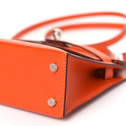 Hermes Chevre Mysore Verso Mini Kelly Sellier 20 Feu Rose Eglantine 9 of 10