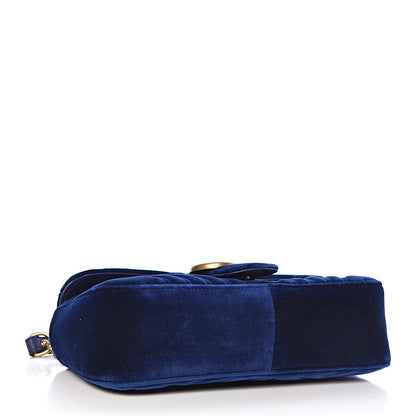 Gucci Velvet Matelasse Small GG Marmont Shoulder Bag Cobalt Blue 4 of 10