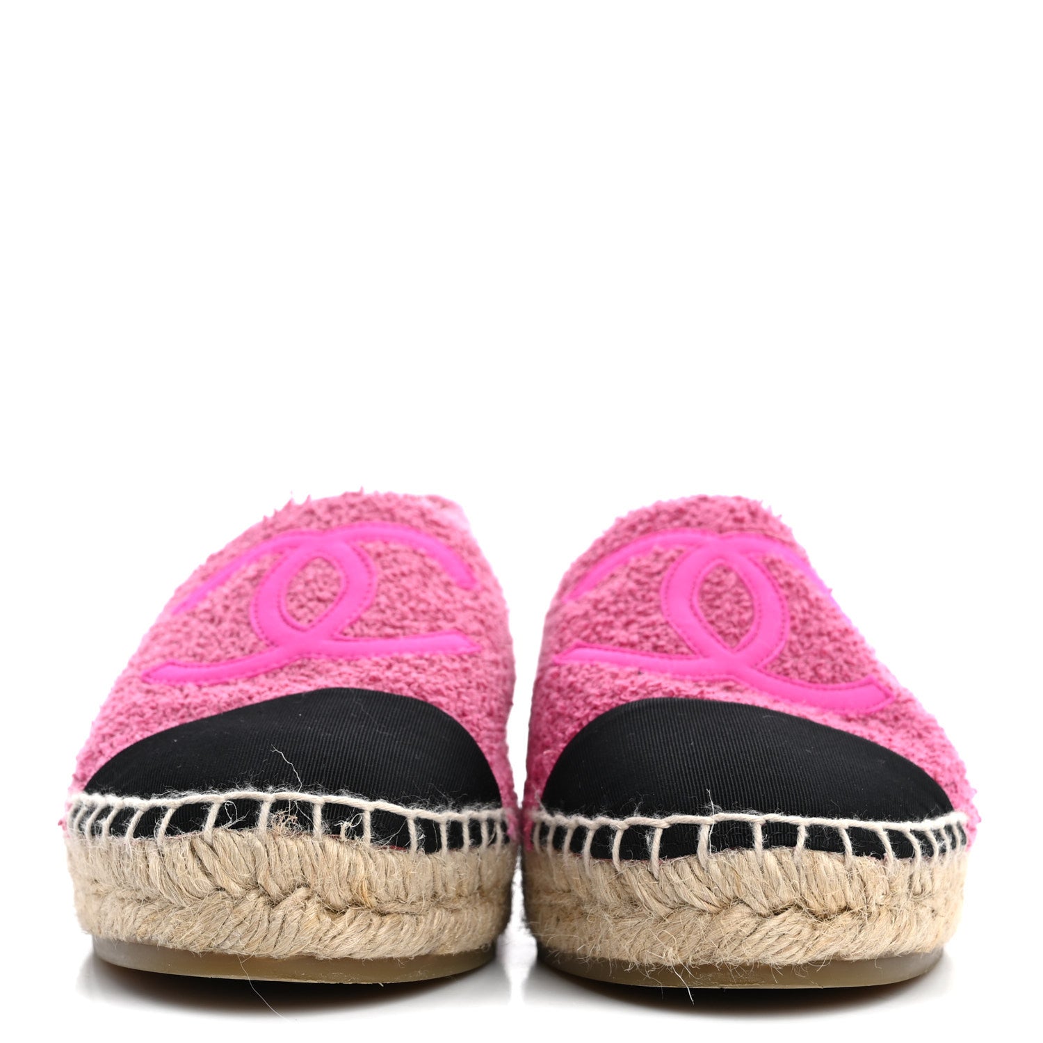 Chanel Fabric Grosgrain CC Espadrilles 38 Dark Pink Black 3 of 10