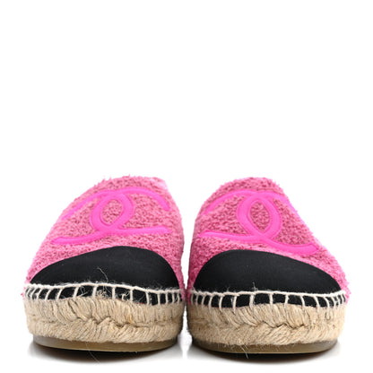Chanel Fabric Grosgrain CC Espadrilles 38 Dark Pink Black 3 of 10