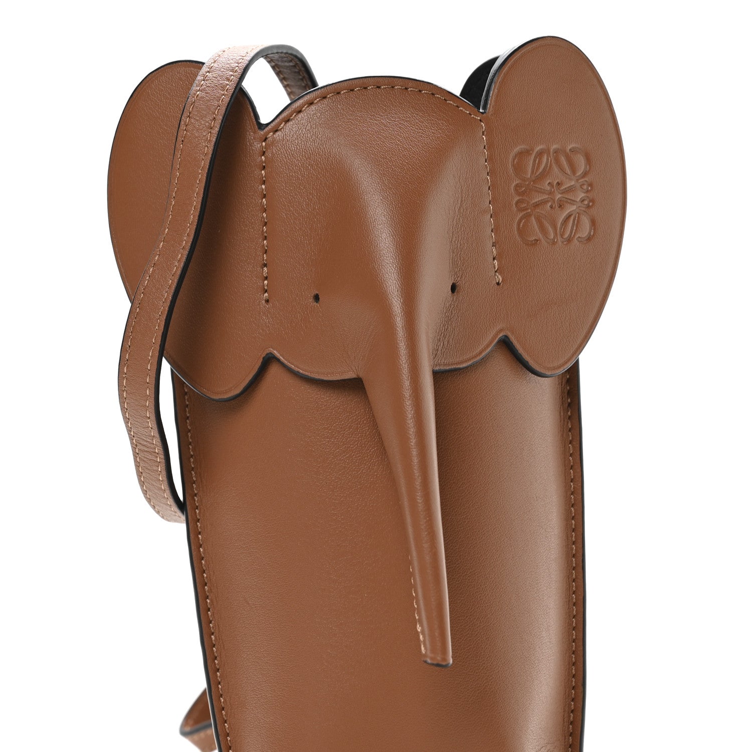 Loewe Calfskin Elephant Pouch Crossbody Bag Tan 8 of 10