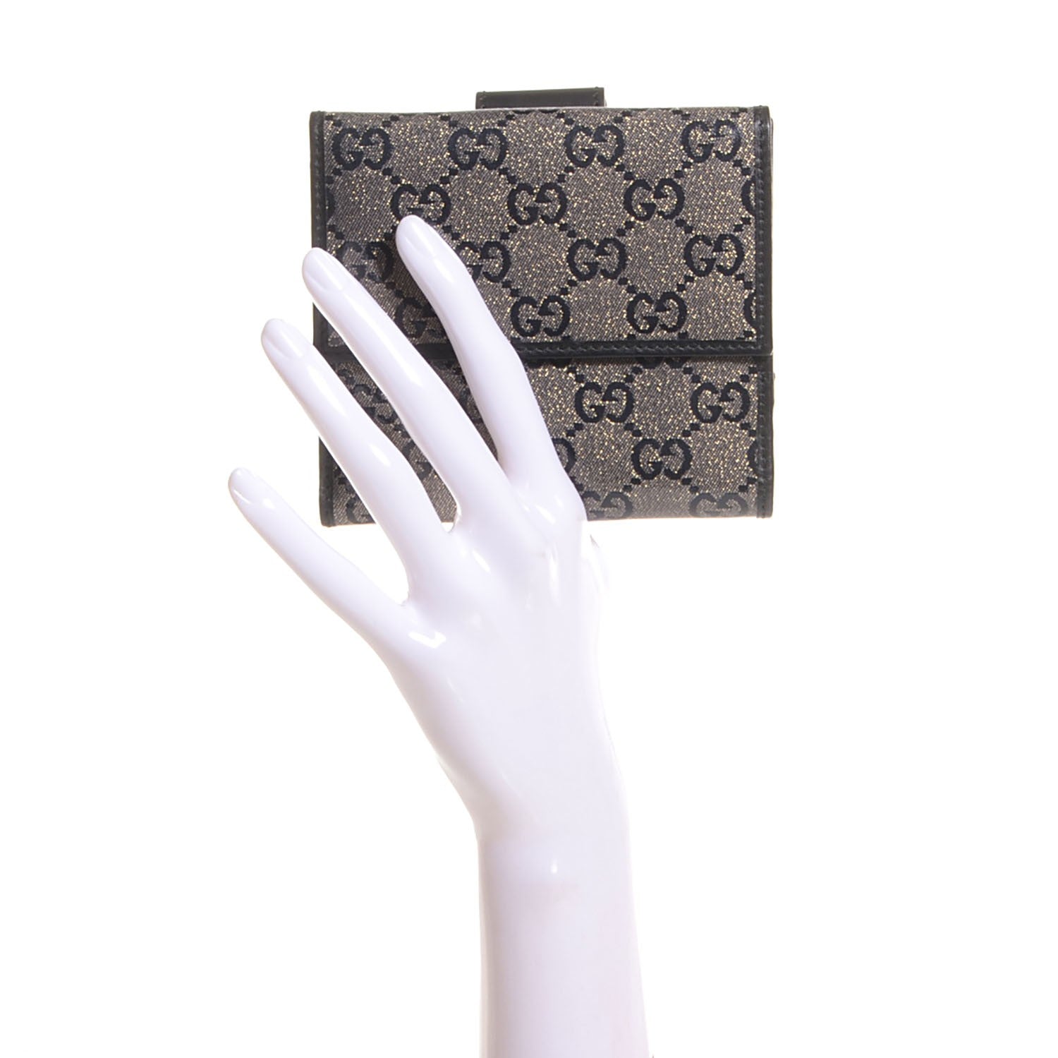 Gucci Crystal Monogram Icon Bar French Flap Wallet Navy 2 of 8