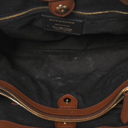 Burberry Grainy Calfskin House Check Medium Banner Tote Tan 10 of 11
