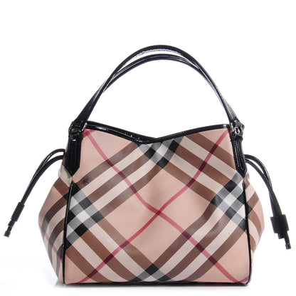 Burberry Patent Trim Nova Check Tote Black 1 of 8