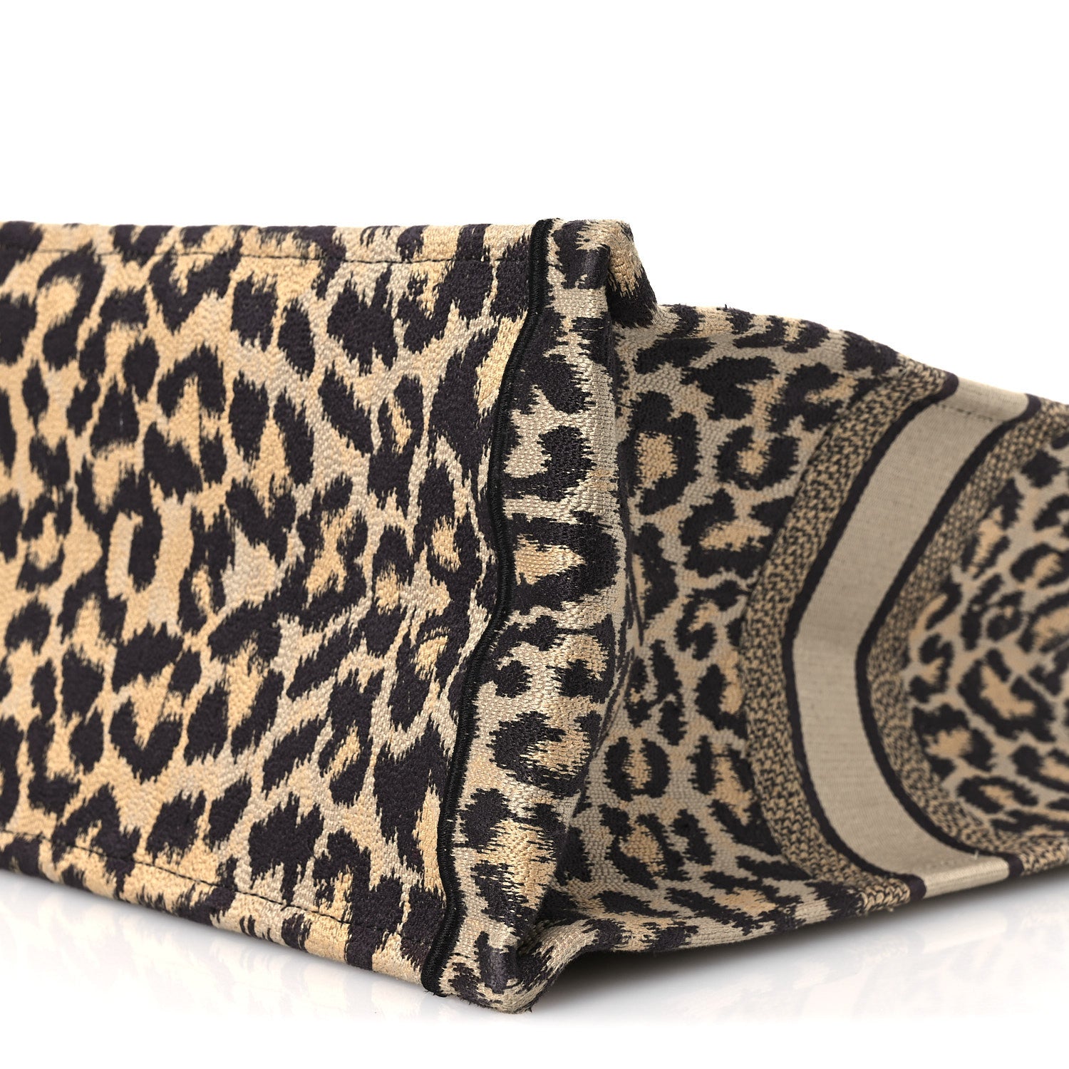 Christian Dior Canvas Mizza Embroidered Large Leopard Book Tote Beige 10 of 12