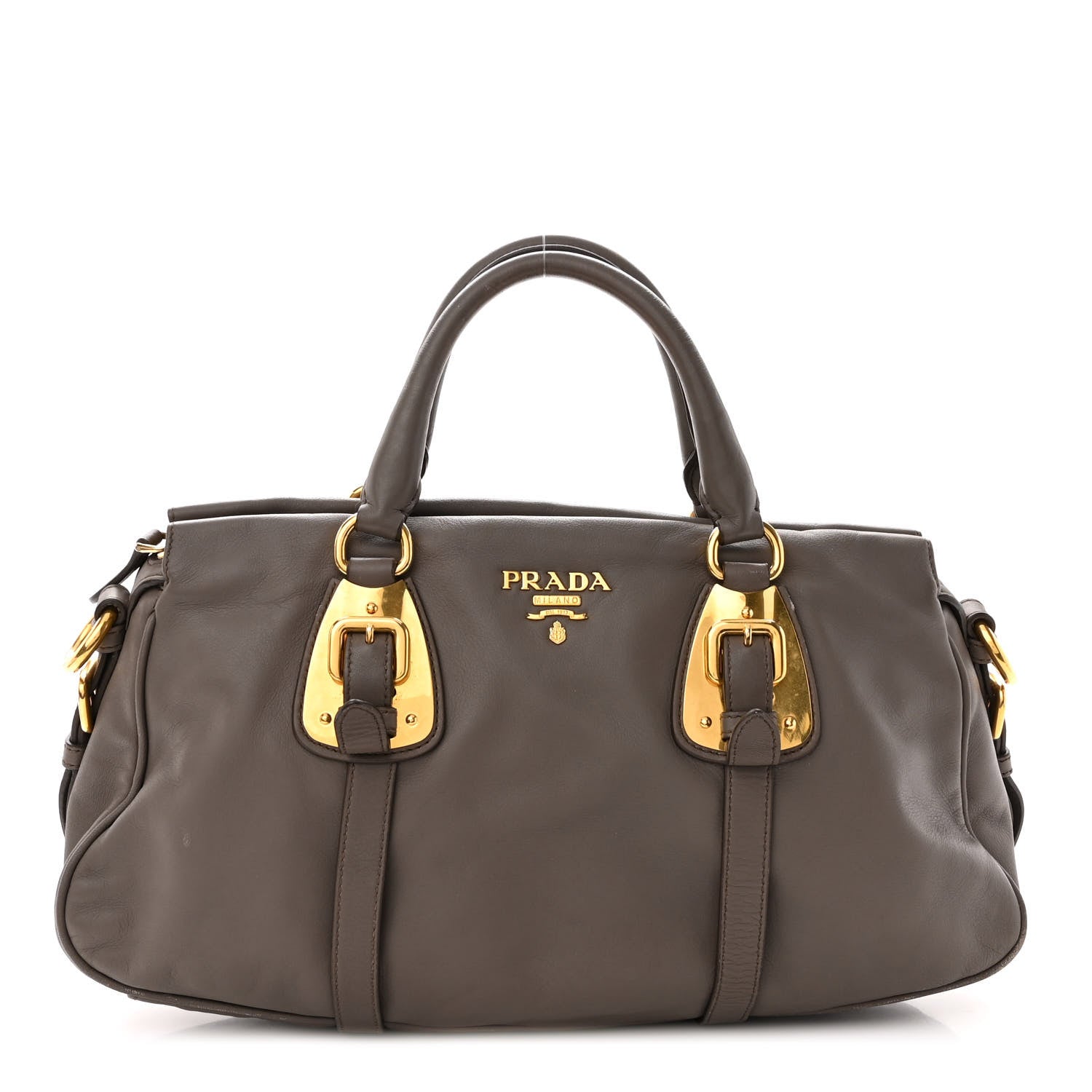 Prada Soft Calf Shopping Satchel Bag Bambu 1 of 14