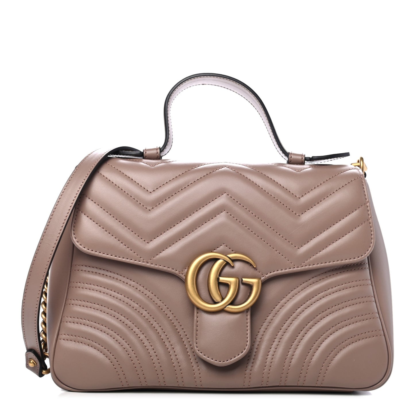 Calfskin Matelasse Small GG Marmont Top Handle Shoulder Bag Porcelain Rose