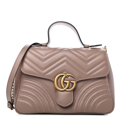 Gucci Calfskin Matelasse Small GG Marmont Top Handle Shoulder Bag Porcelain Rose 1 of 4