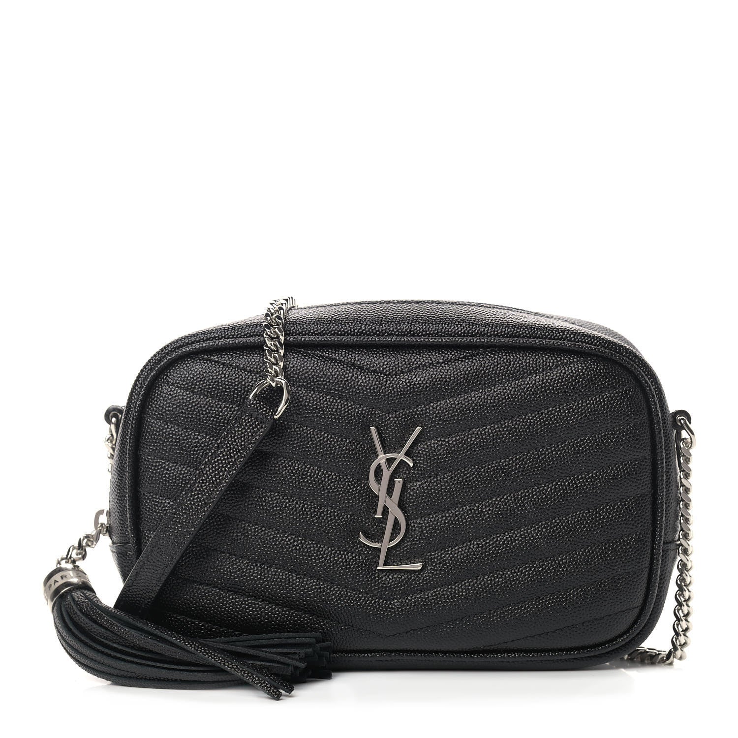 Saint Laurent Grain De Poudre Matelasse Monogram Mini Lou Camera Bag Black 1 of 9