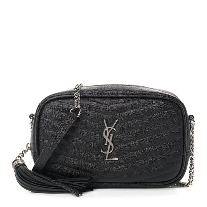 Saint Laurent Grain De Poudre Matelasse Monogram Mini Lou Camera Bag Black 1 of 9