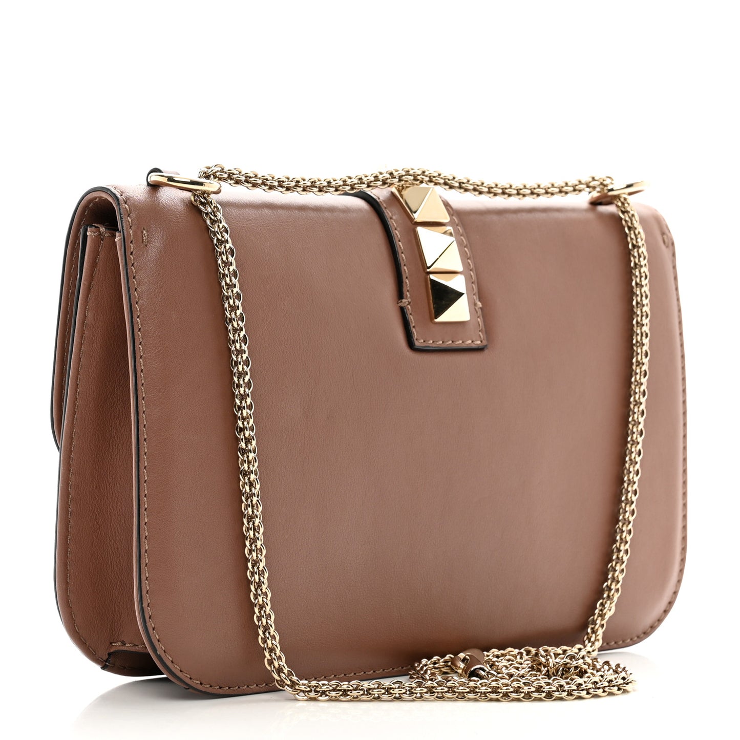 Vitello Medium Glam Lock Rockstud Flap Brownish