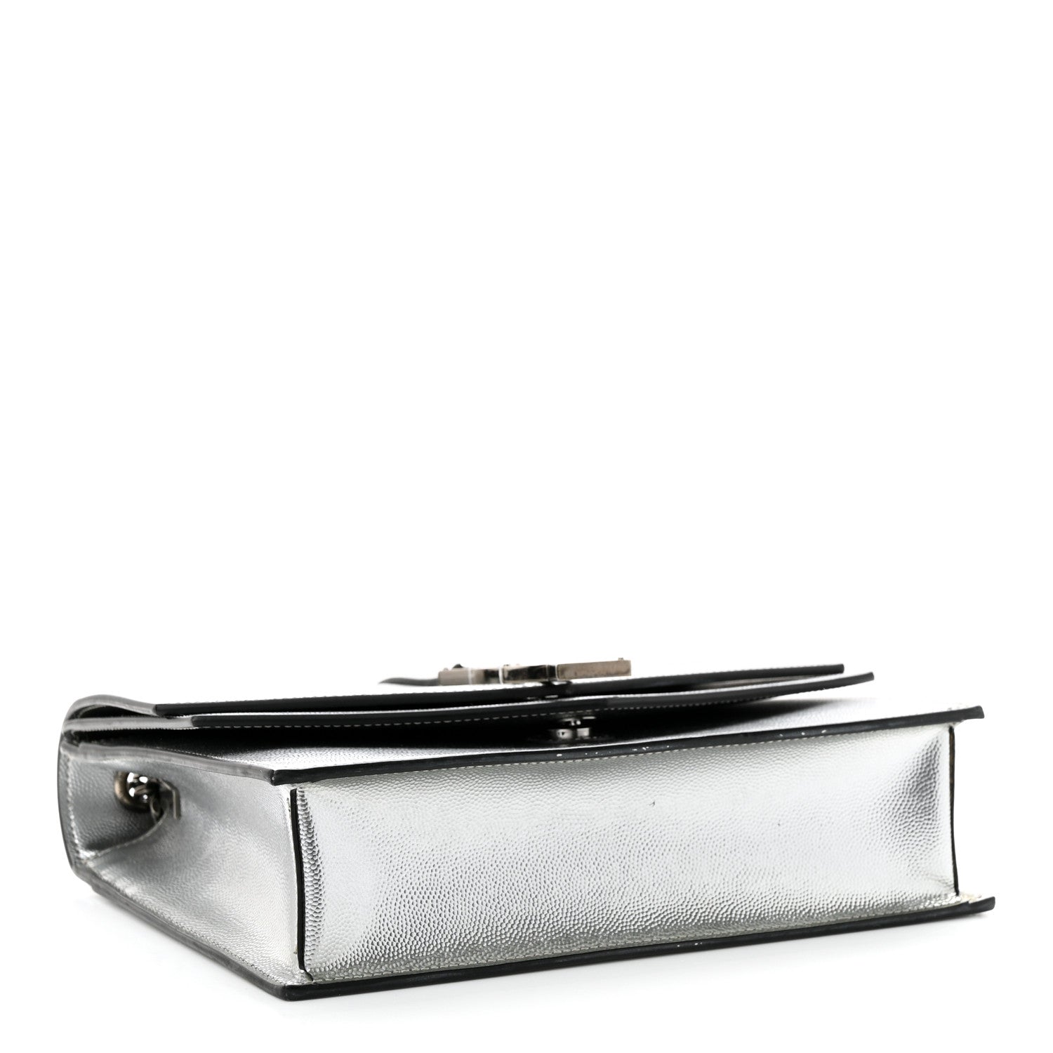 Saint Laurent Grain De Poudre Monogram Medium Sulpice Shoulder Bag Silver 4 of 15
