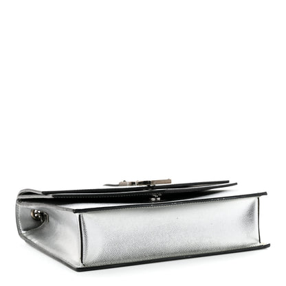 Saint Laurent Grain De Poudre Monogram Medium Sulpice Shoulder Bag Silver 4 of 15