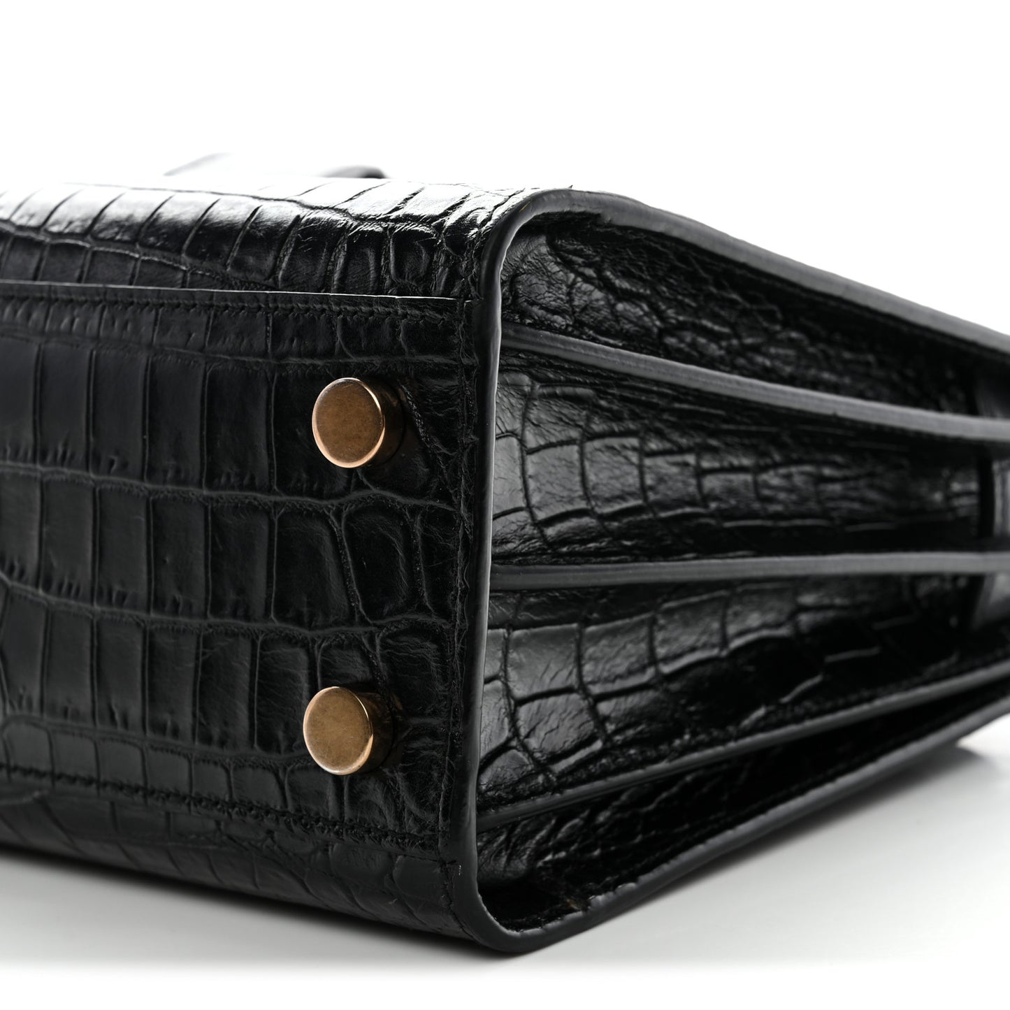Calfskin Crocodile Embossed Nano Sac De Jour Black