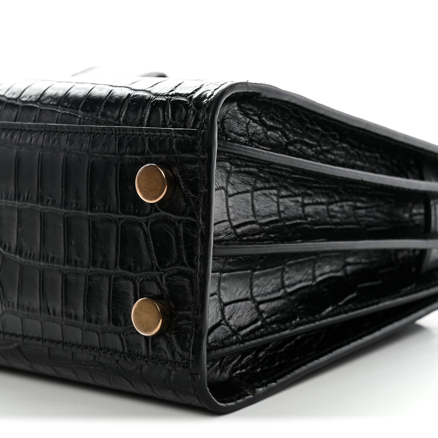 Saint Laurent Calfskin Crocodile Embossed Nano Sac De Jour Black 10 of 11