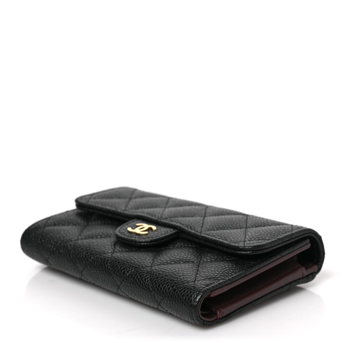 Caviar Quilted Medium Flap Wallet Black